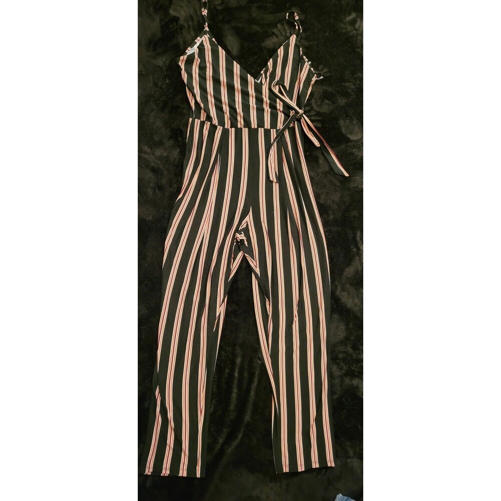Woman's Derek Heart Striped Woman's Spaghetti Strap Jumpsuit Size XL